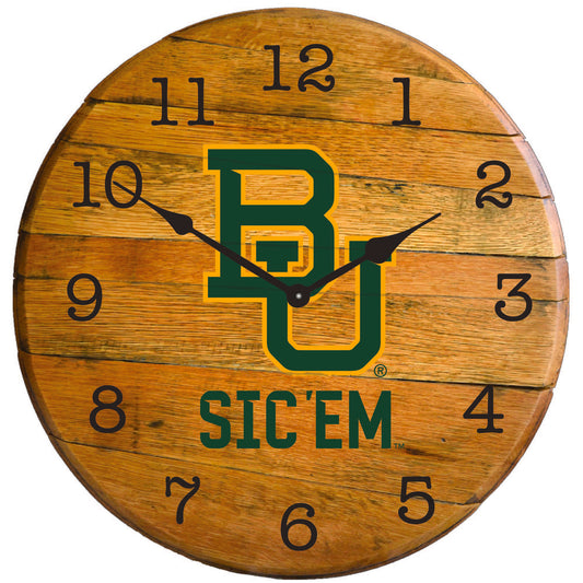 Baylor Bears 22'' Team Oak Barrel Clock