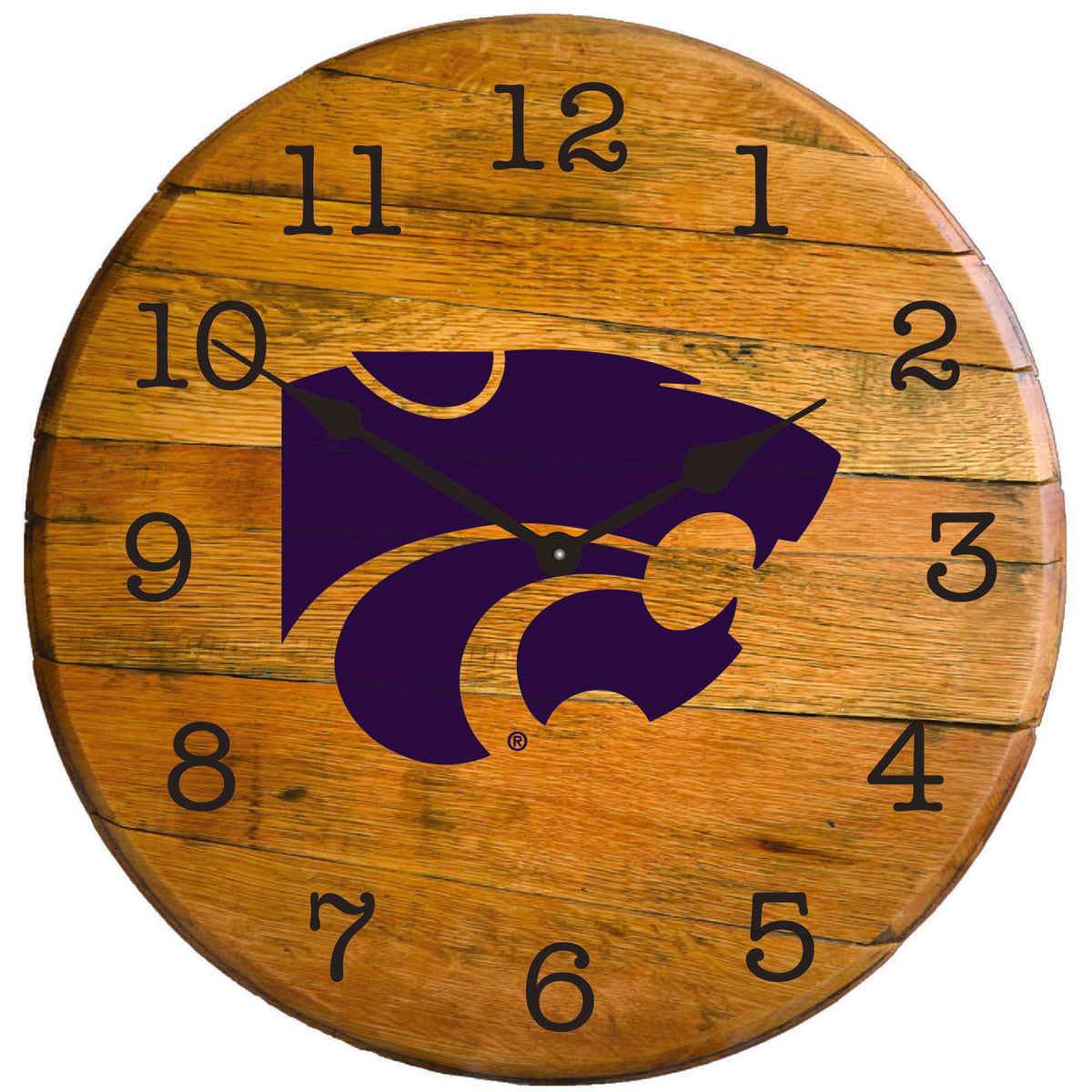 Kansas State Wildcats Team Oak Barrel Clock