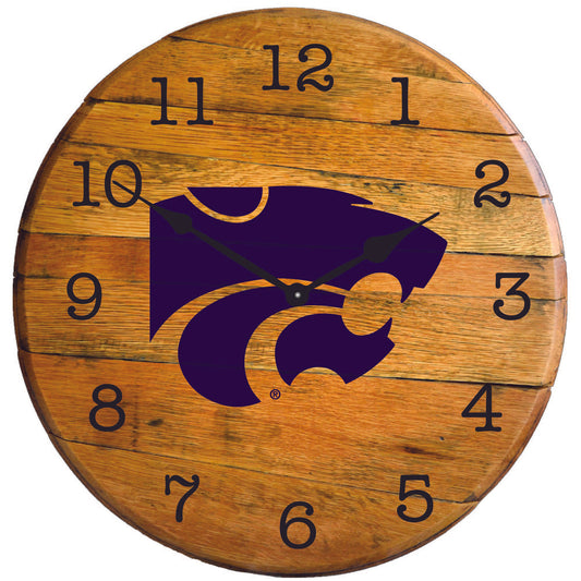 Kansas State Wildcats Team Oak Barrel Clock