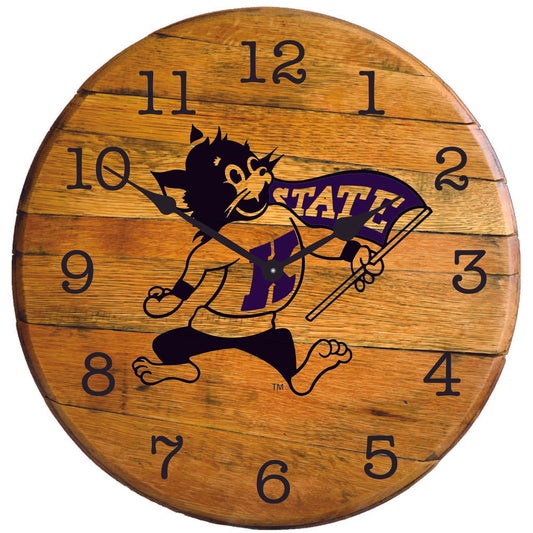 Kansas State Wildcats 22'' Team Oak Barrel Clock