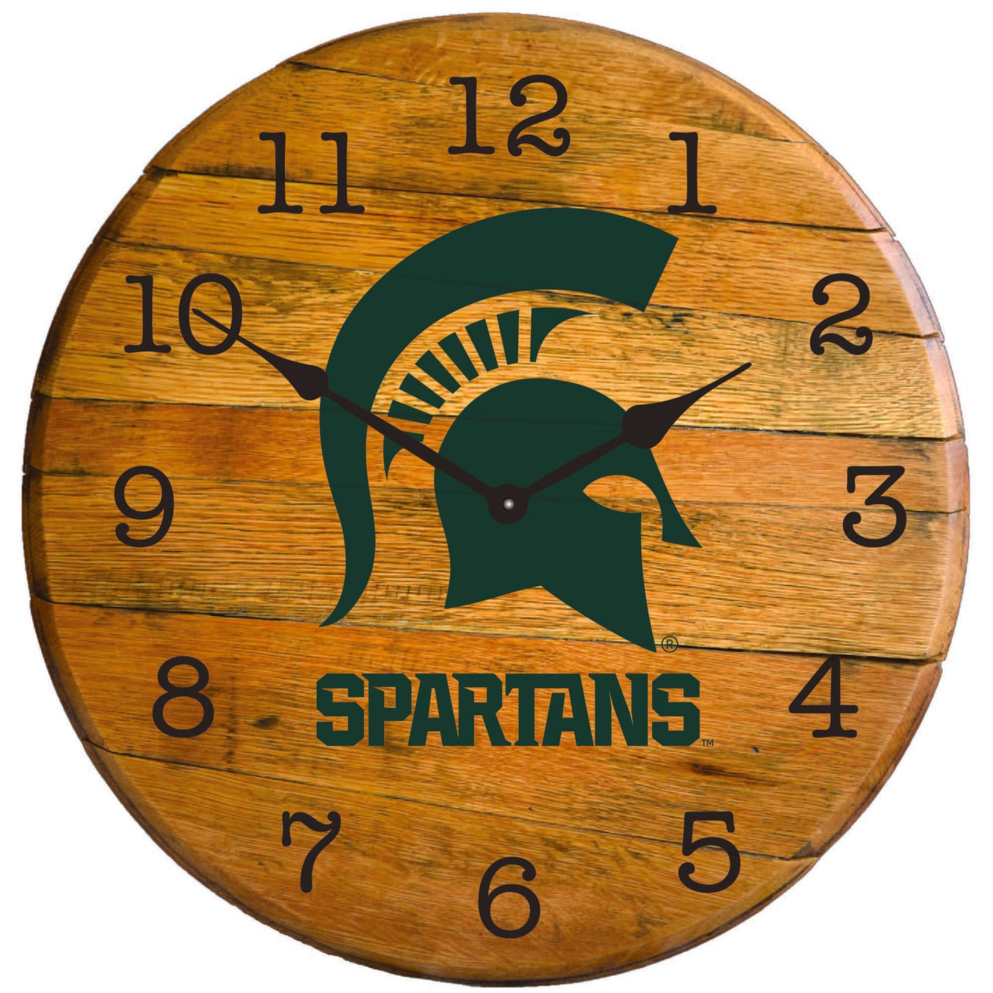Michigan State Spartans 22'' Team Oak Barrel Clock