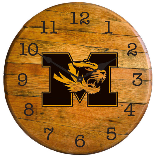 Missouri Tigers 22'' Team Oak Barrel Clock