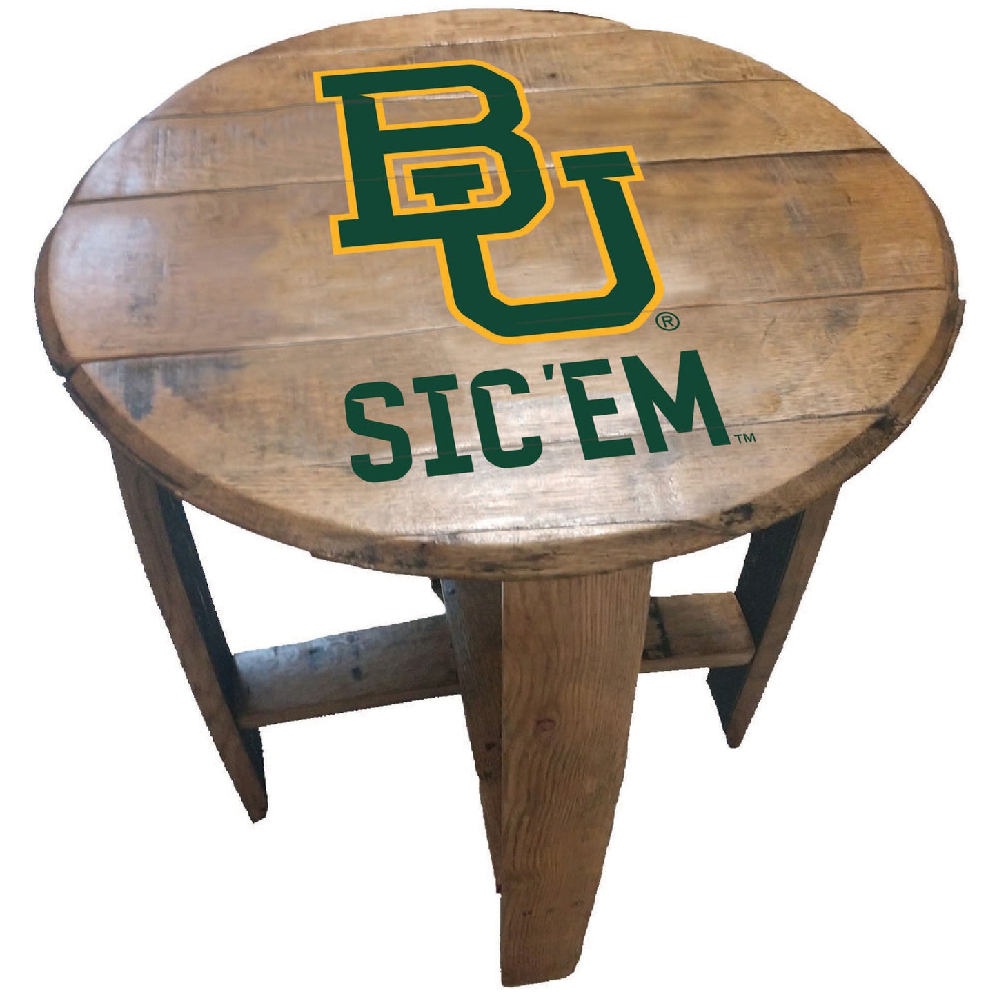 Baylor Bears Team Oak Barrel Table