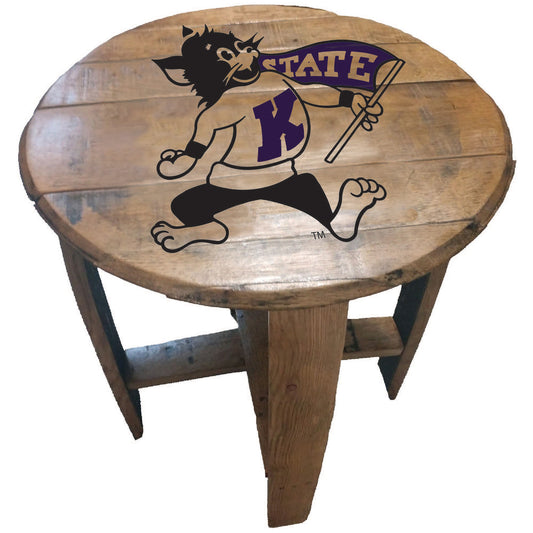 Kansas State Wildcats Team Oak Barrel Table