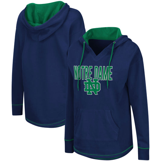 Women's Colosseum Navy Notre Dame Fighting Irish Tunic Pullover Hoodie