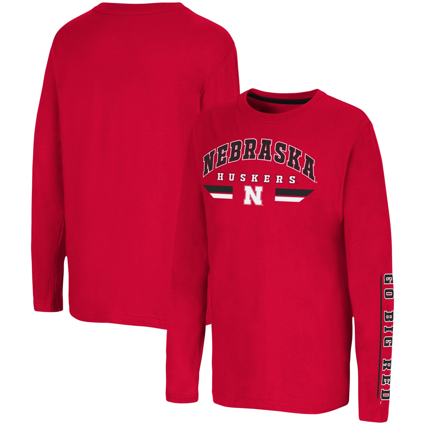 Youth Colosseum Scarlet Nebraska Huskers Tornado Reef 2-Hit Long Sleeve T-Shirt