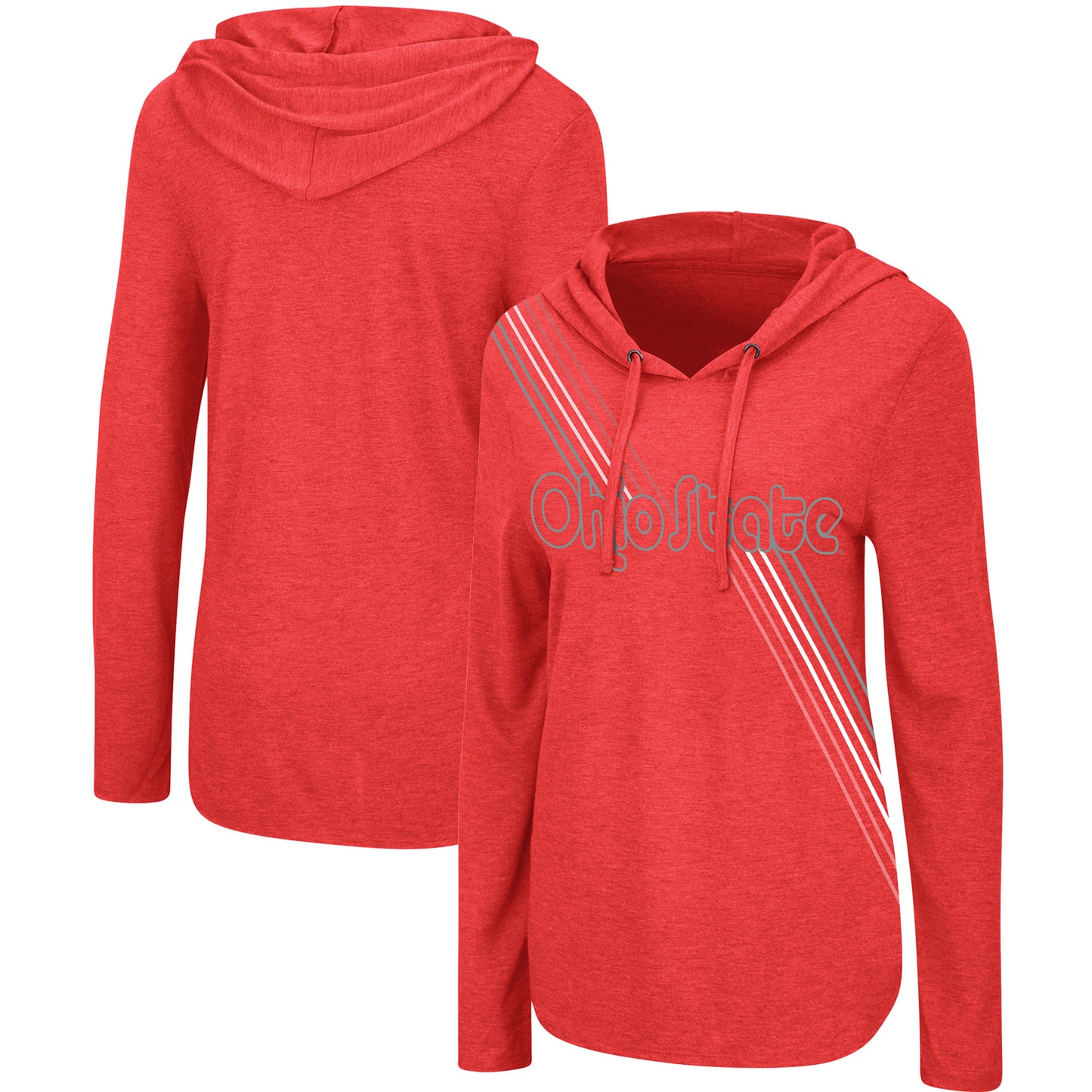 Women's Colosseum Scarlet Ohio State Buckeyes Bernadette Lightweight Hooded Long Sleeve T-Shirt