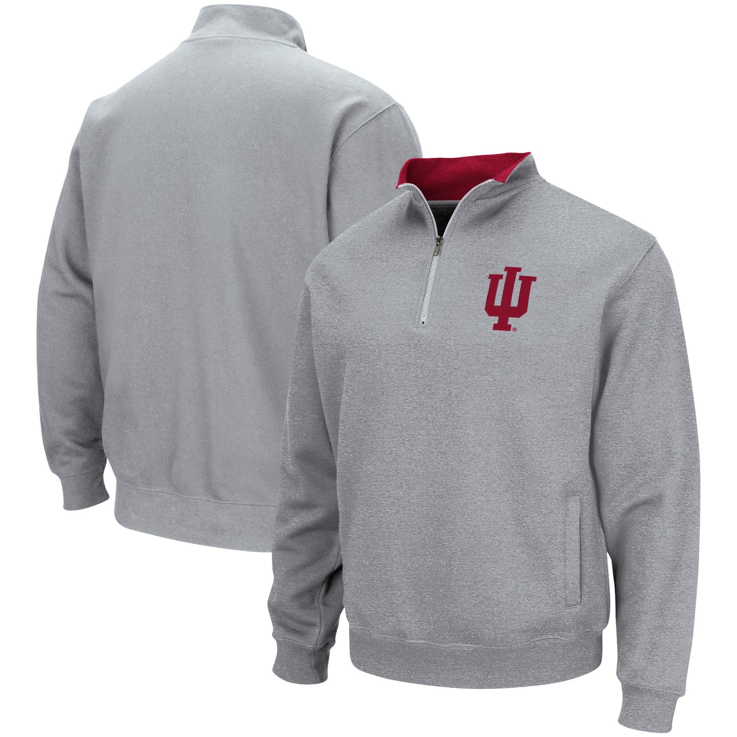 Men's Colosseum Heathered Gray Indiana Hoosiers Tortugas Team Logo Quarter-Zip Jacket