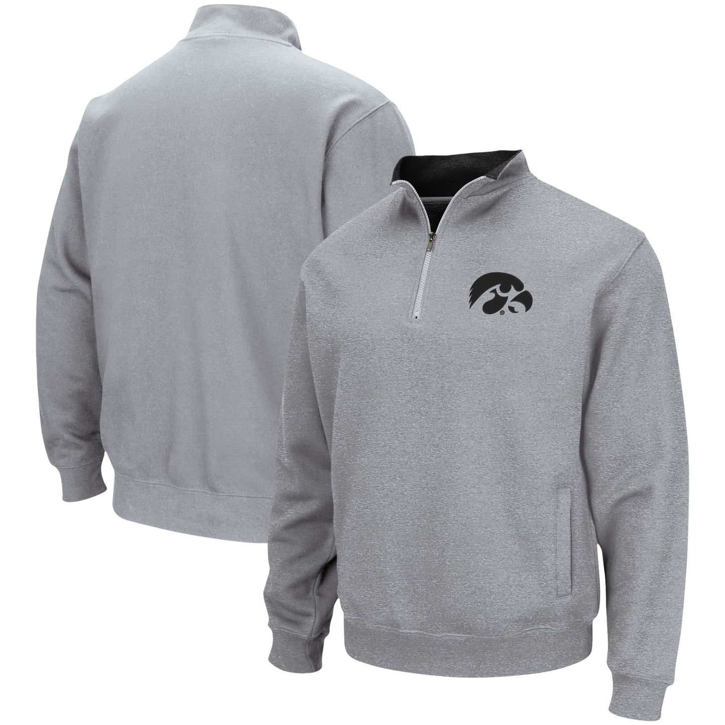 Men's Colosseum Heathered Gray Iowa Hawkeyes Tortugas Team Logo Quarter-Zip Jacket