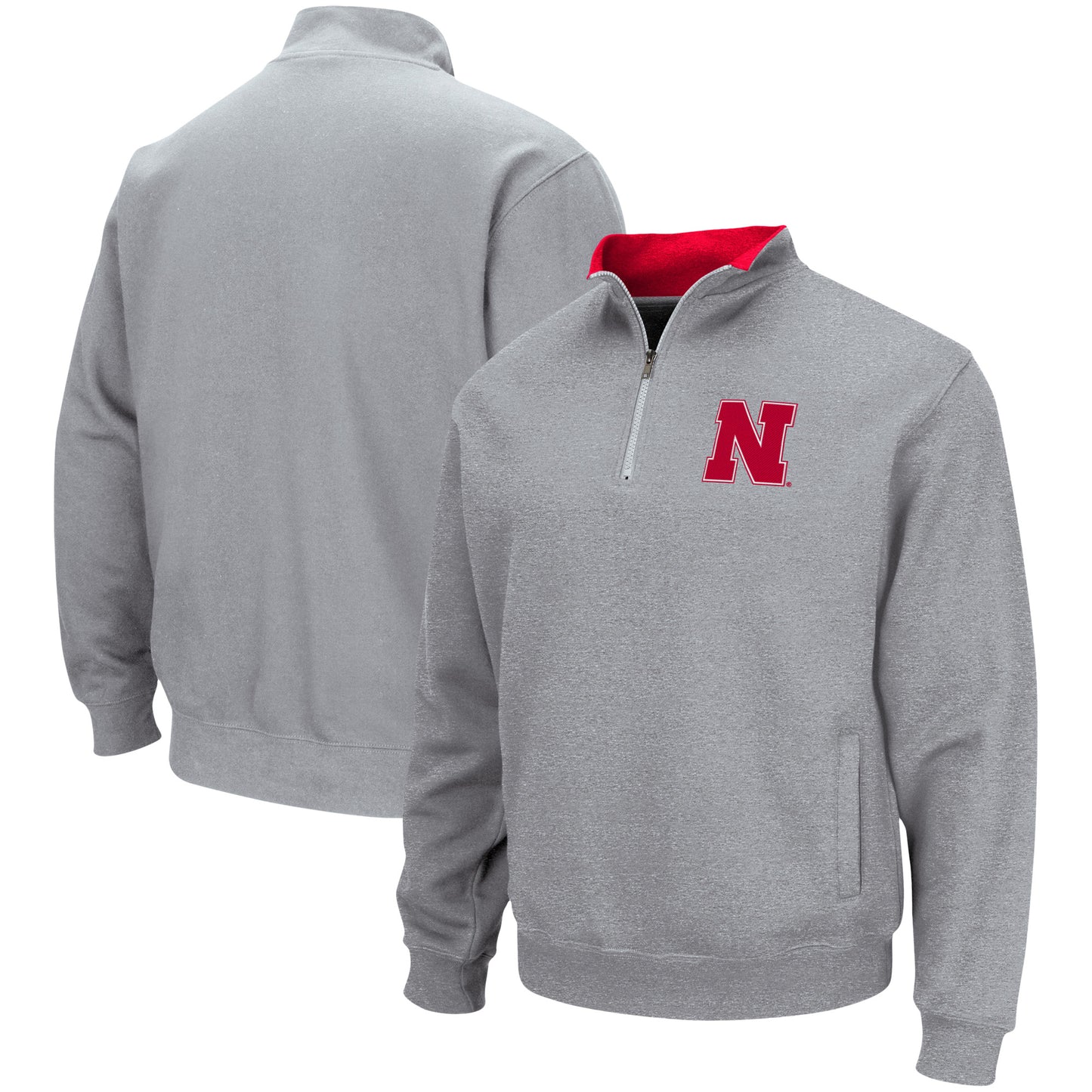 Men's Colosseum Heathered Gray Nebraska Huskers Tortugas Team Logo Quarter-Zip Jacket