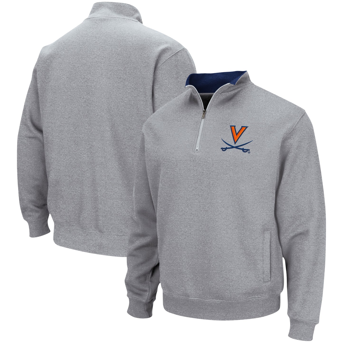 Men's Colosseum Heathered Gray Virginia Cavaliers Tortugas Team Logo Quarter-Zip Jacket