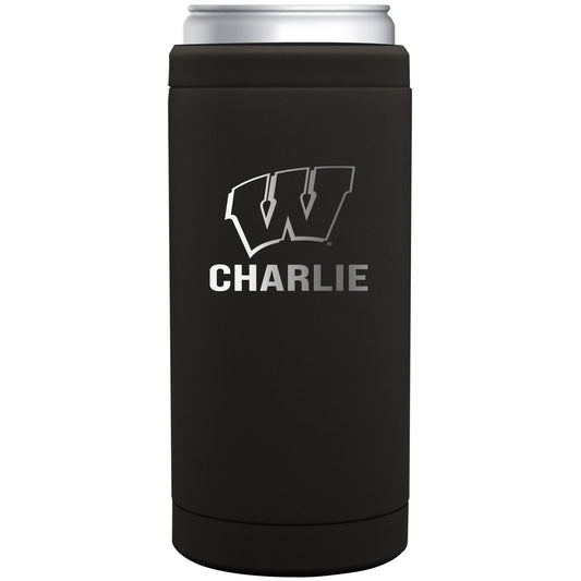 Wisconsin Badgers 12oz. Personalized Stainless Steel Slim Can Cooler