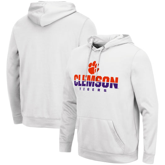 Men's Colosseum White Clemson Tigers Lantern Pullover Hoodie