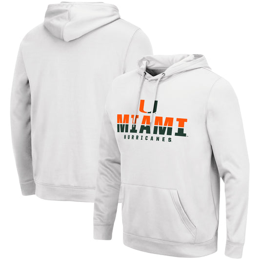 Men's Colosseum White Miami Hurricanes Lantern Pullover Hoodie