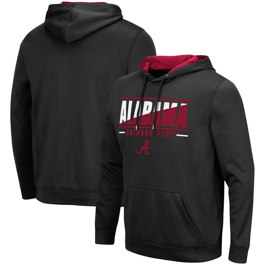 Men's Colosseum Black Alabama Crimson Tide Slash Stack 2.0 Pullover Hoodie