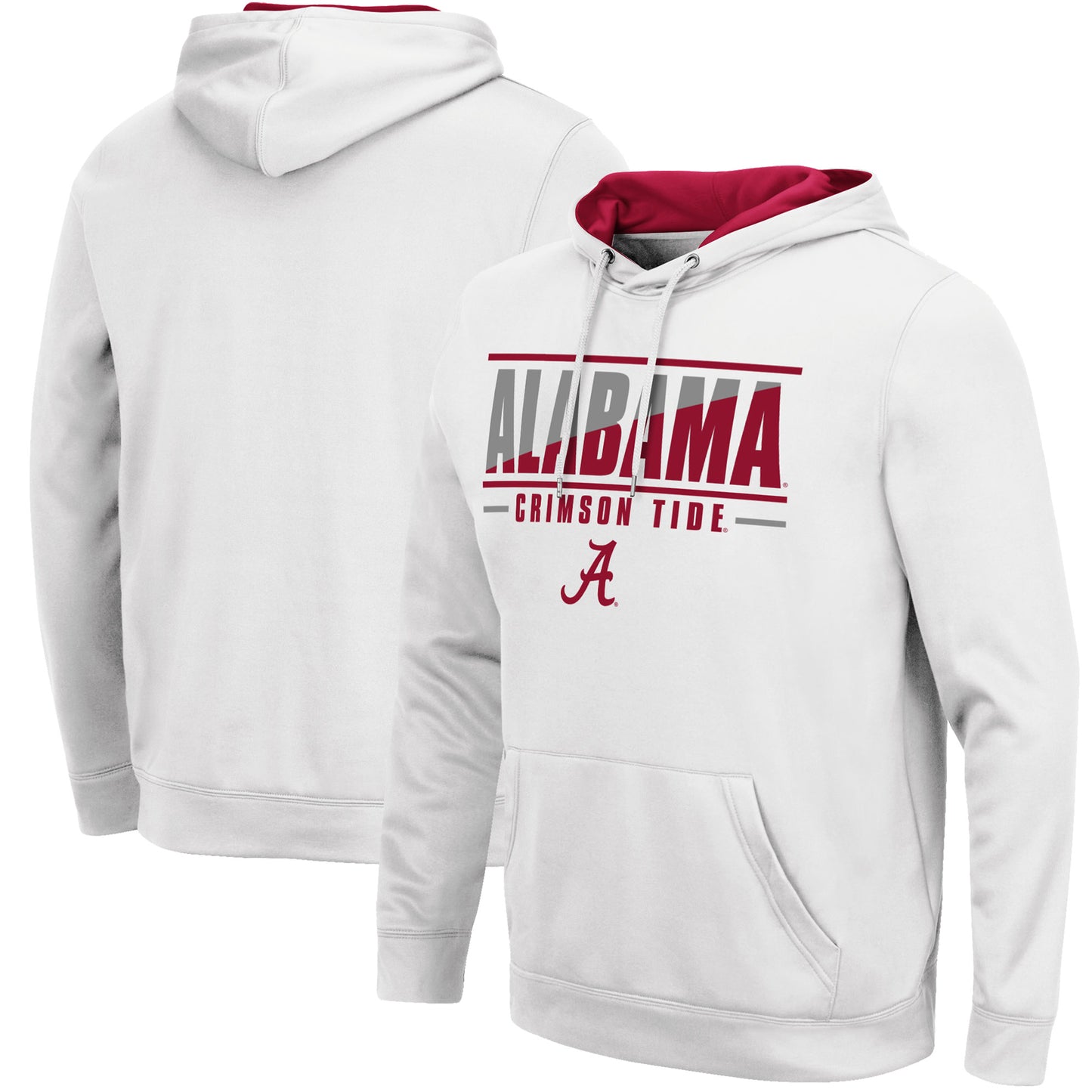 Men's Colosseum White Alabama Crimson Tide Slash Stack 2.0 Pullover Hoodie