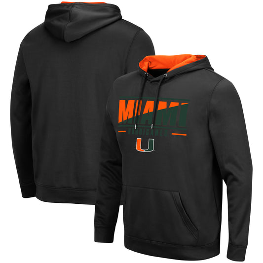 Men's Colosseum Black Miami Hurricanes Slash Stack 2.0 Pullover Hoodie