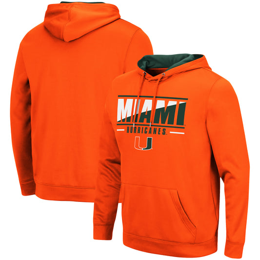 Men's Colosseum Orange Miami Hurricanes Slash Stack 2.0 Pullover Hoodie