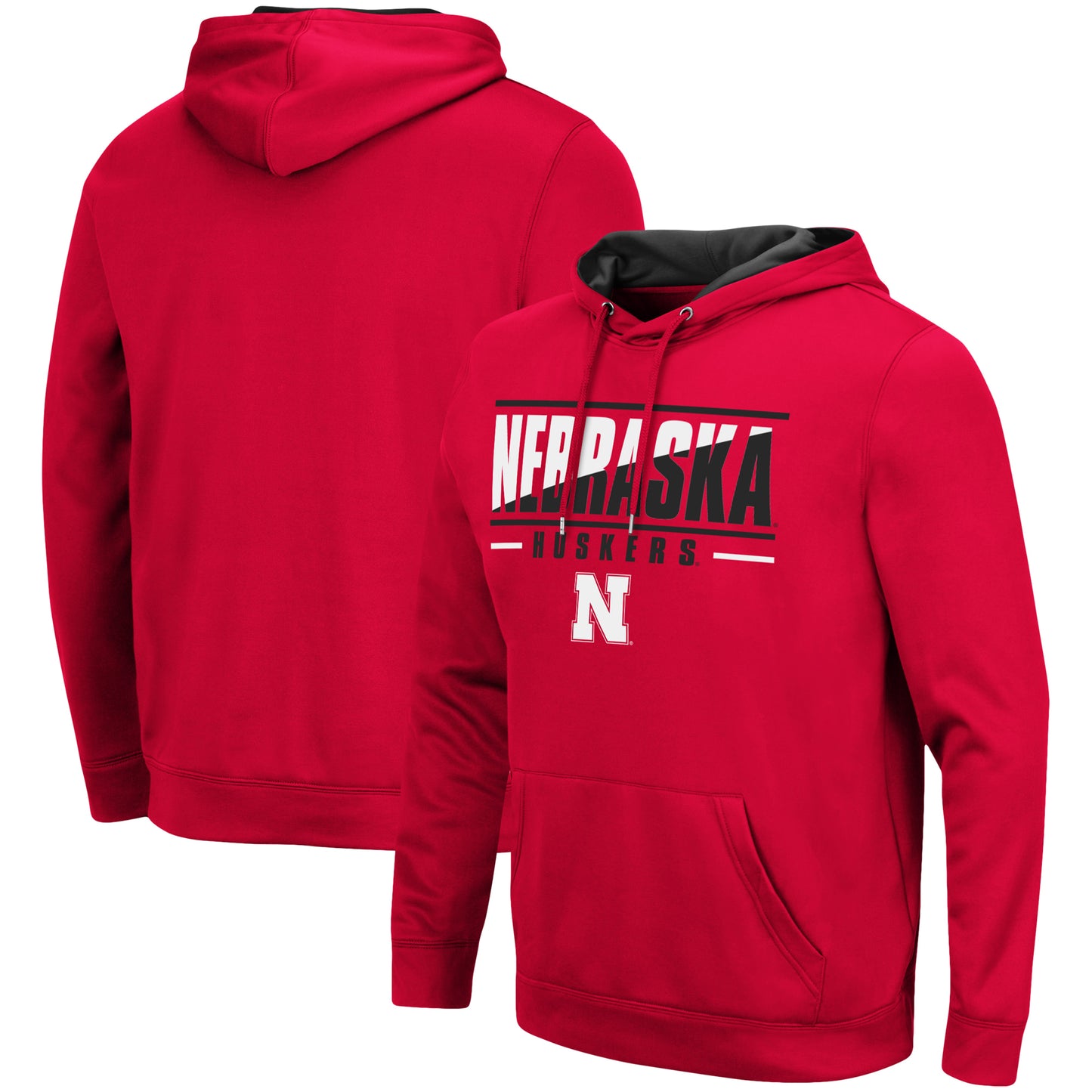 Men's Colosseum Scarlet Nebraska Huskers Slash Stack 2.0 Pullover Hoodie