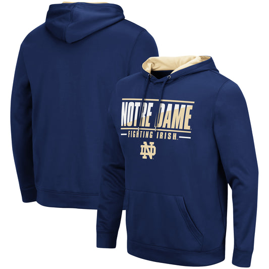 Men's Colosseum Navy Notre Dame Fighting Irish Slash Stack 2.0 Pullover Hoodie