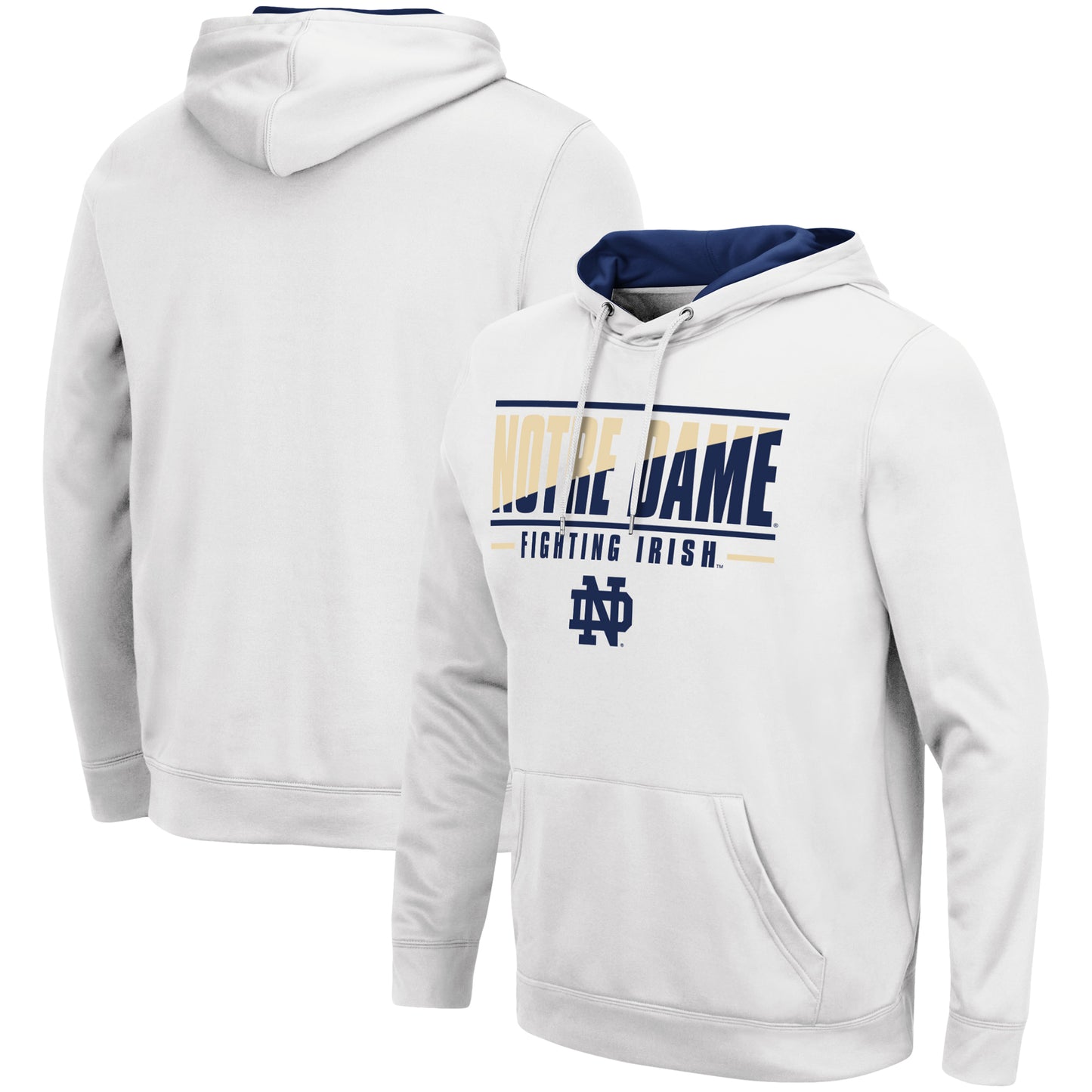 Men's Colosseum White Notre Dame Fighting Irish Slash Stack 2.0 Pullover Hoodie