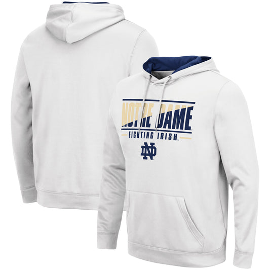 Men's Colosseum White Notre Dame Fighting Irish Slash Stack 2.0 Pullover Hoodie
