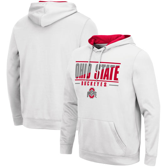 Men's Colosseum White Ohio State Buckeyes Slash Stack 2.0 Pullover Hoodie