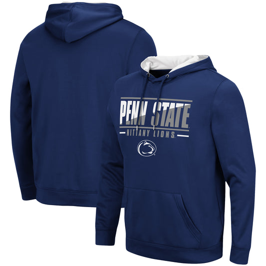 Men's Colosseum Navy Penn State Nittany Lions Slash Stack 2.0 Pullover Hoodie