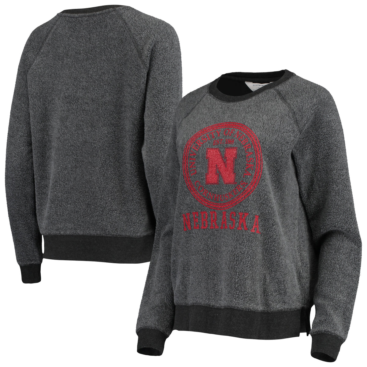 Women's Charcoal Nebraska Huskers Fleece Out Pullover Sweatshirt