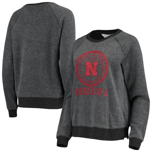 Women's Charcoal Nebraska Huskers Fleece Out Pullover Sweatshirt