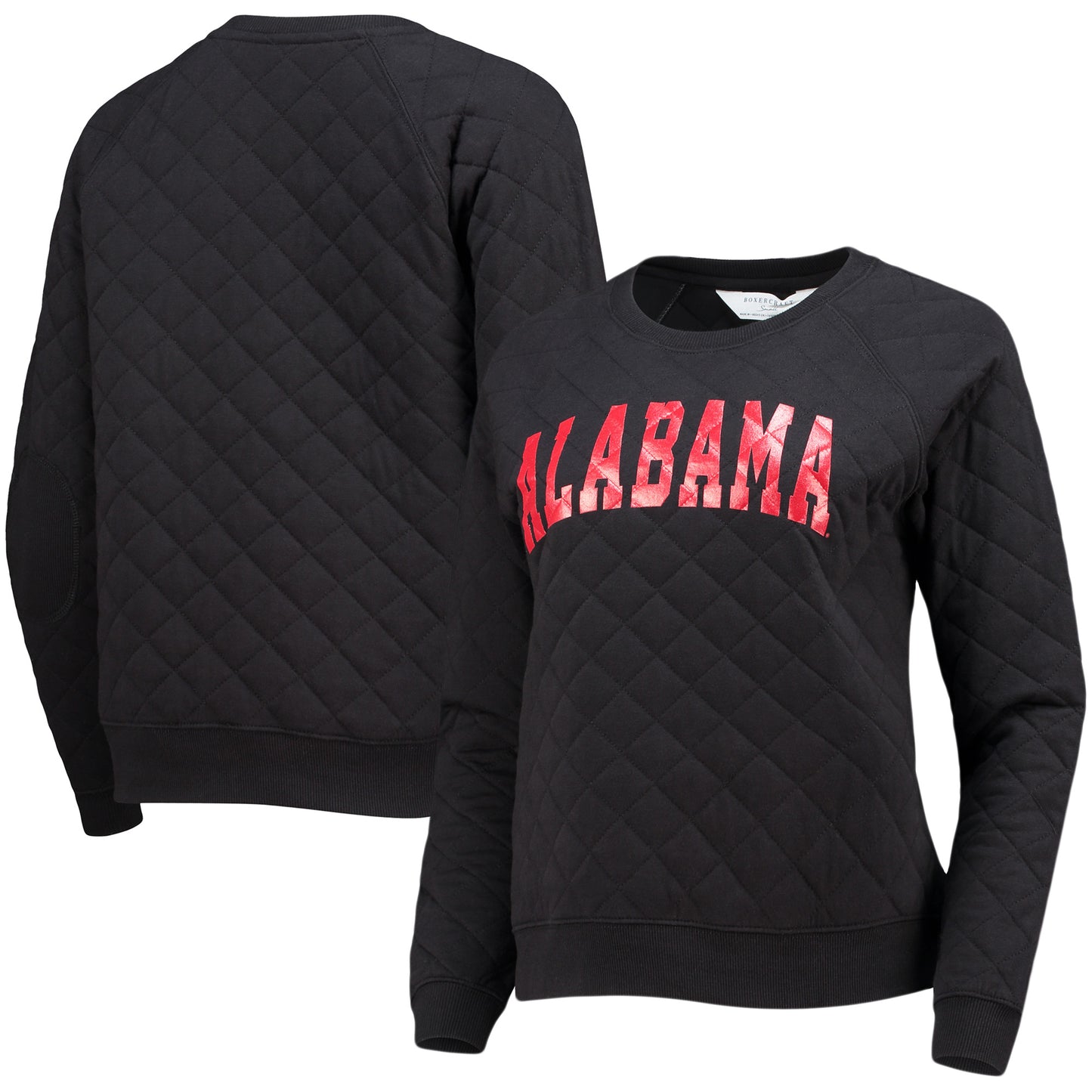 Women's Black Alabama Crimson Tide Quilted Raglan Pullover Sweatshirt