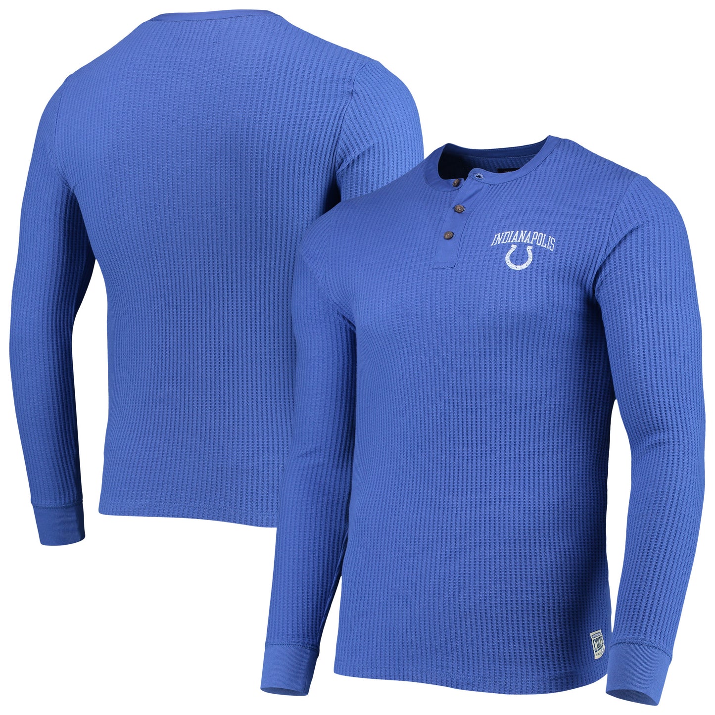 Men's Junk Food Royal Indianapolis Colts Thermal Henley Long Sleeve T-Shirt