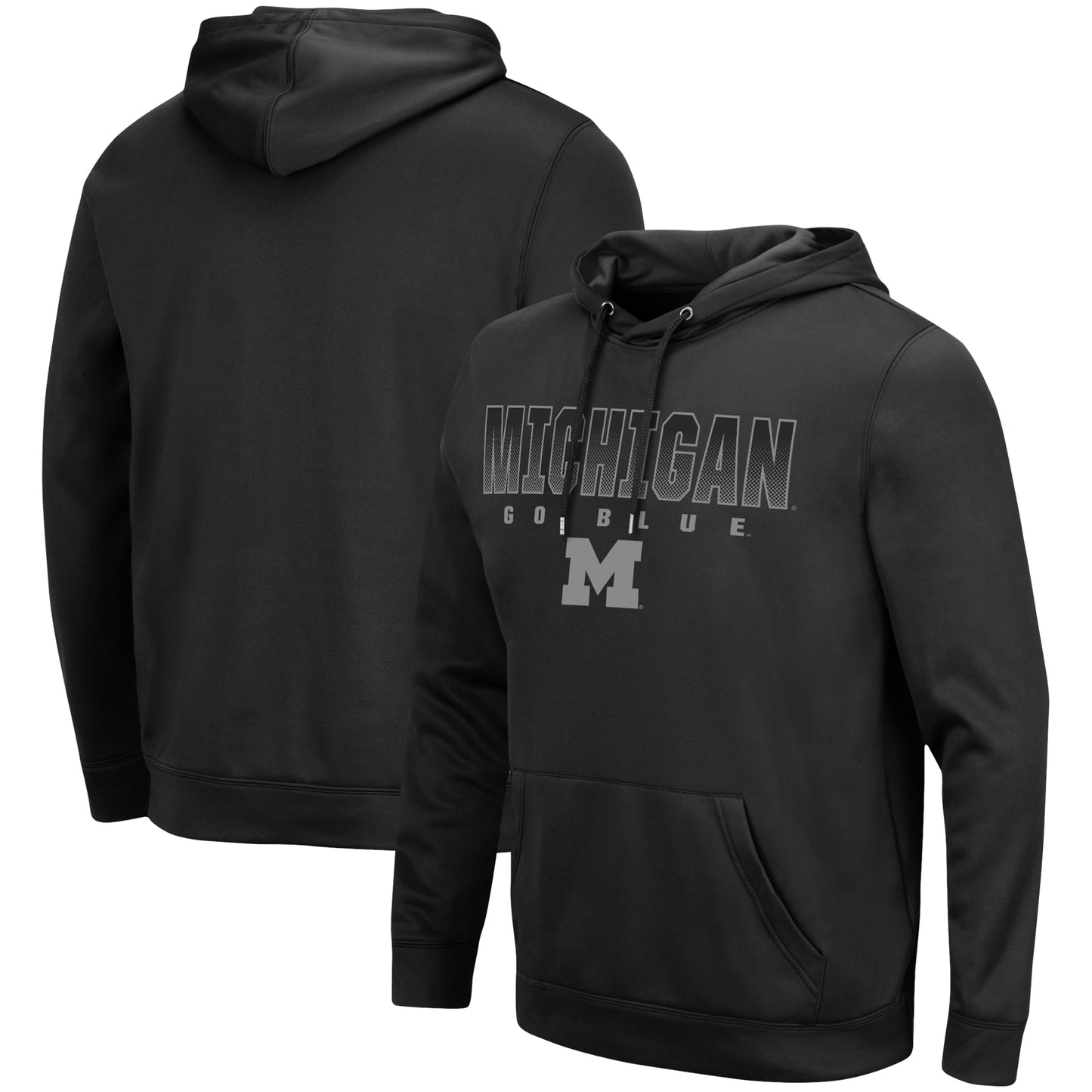 Men's Colosseum Black Michigan Wolverines Blackout 3.0 Pullover Hoodie