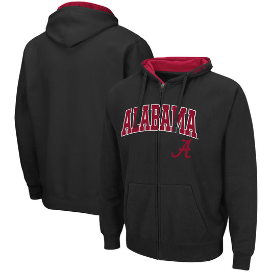 Men's Colosseum Black Alabama Crimson Tide Arch & Logo 3.0 Full-Zip Hoodie