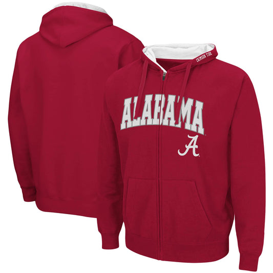 Men's Colosseum Crimson Alabama Crimson Tide Arch & Logo 3.0 Full-Zip Hoodie