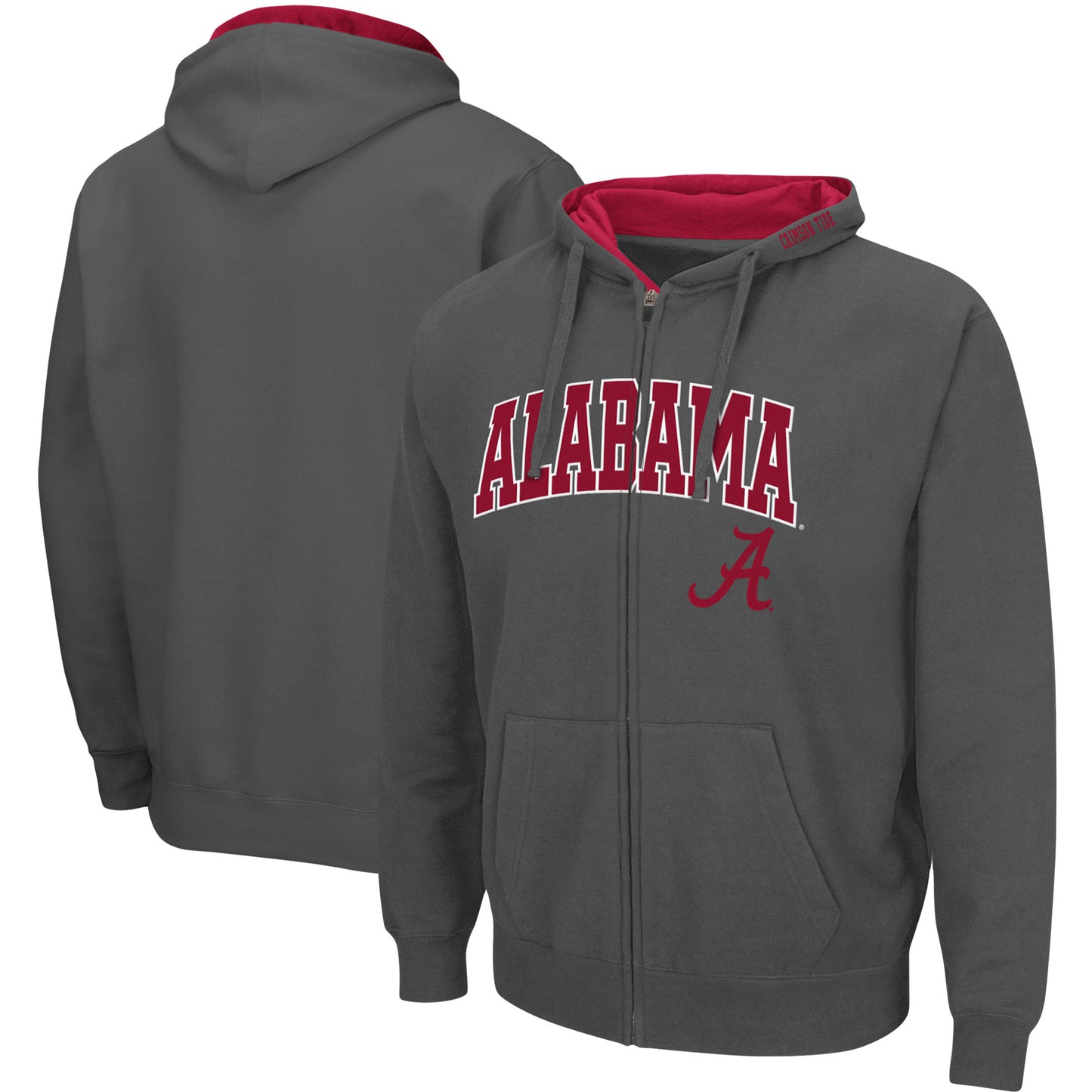 Men's Colosseum Gray Alabama Crimson Tide Arch & Logo 3.0 Full-Zip Hoodie