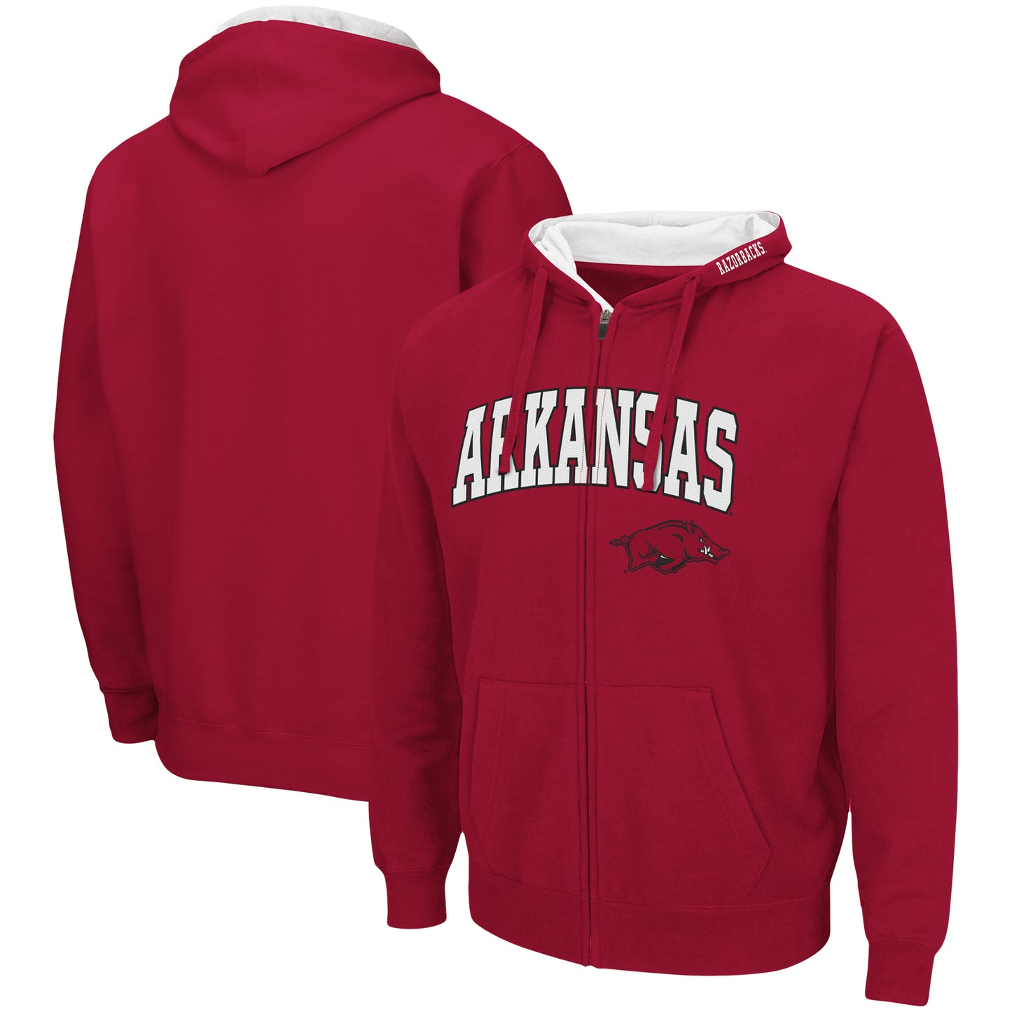 Men's Colosseum Cardinal Arkansas Razorbacks Arch & Logo 3.0 Full-Zip Hoodie