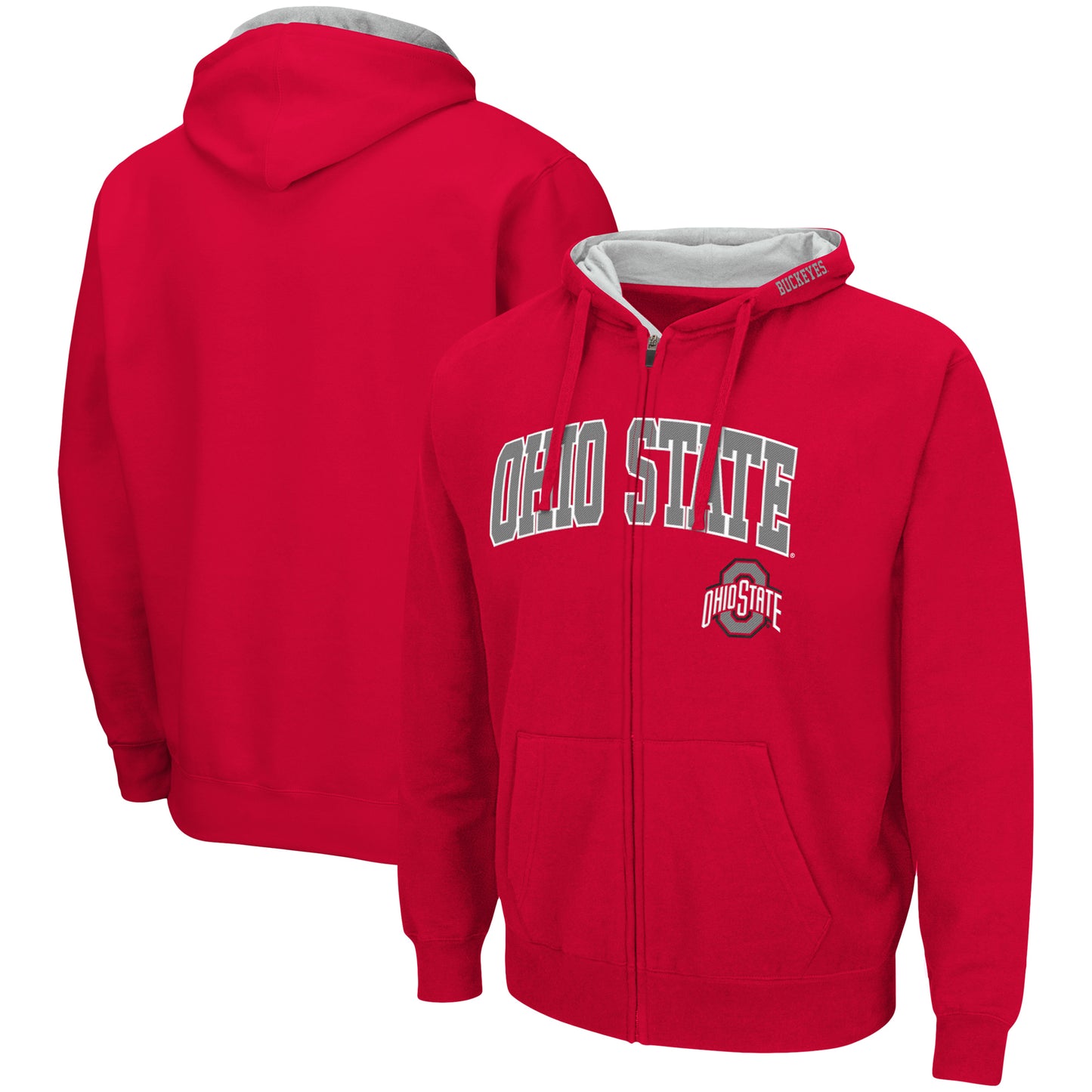 Men's Colosseum Scarlet Ohio State Buckeyes Arch & Logo 3.0 Full-Zip Hoodie