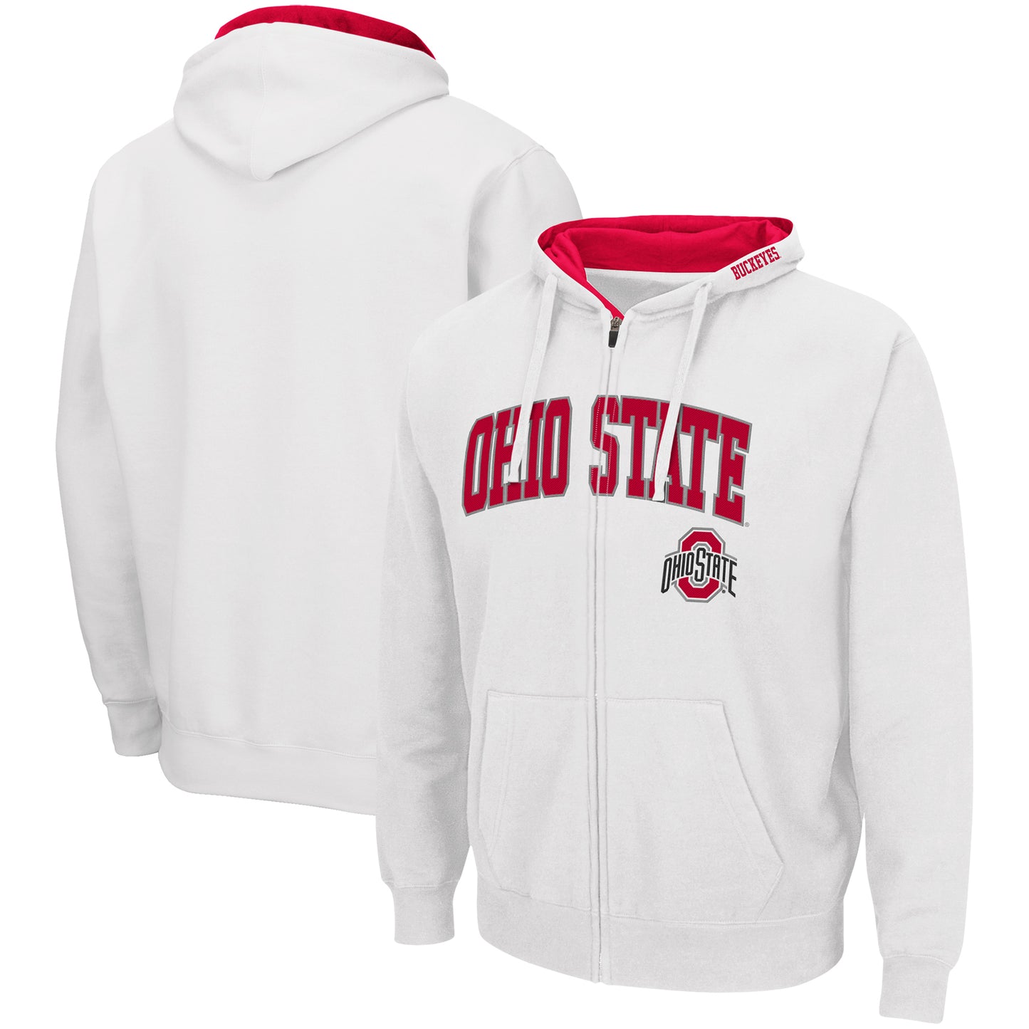 Men's Colosseum White Ohio State Buckeyes Arch & Logo 3.0 Full-Zip Hoodie