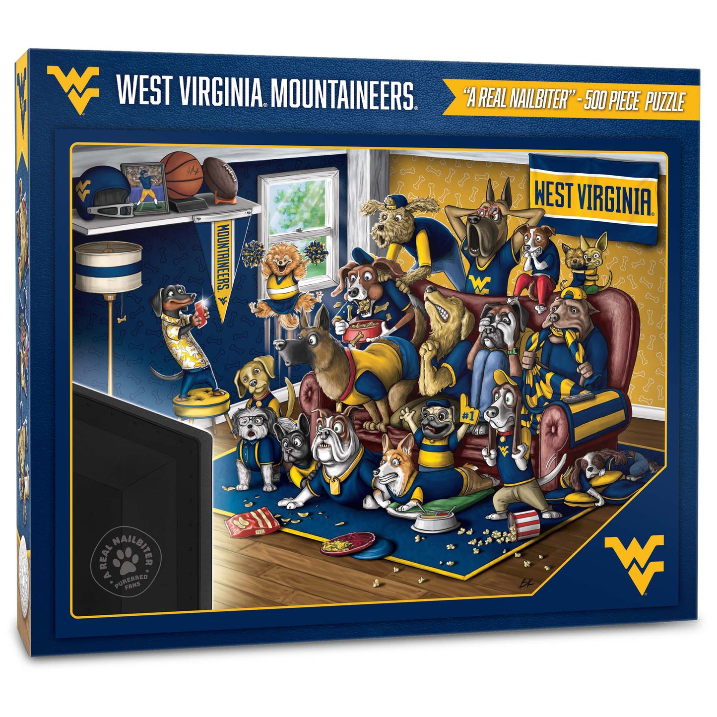 West Virginia Mountaineers Purebred Fans 18'' x 24'' A Real Nailbiter 500-Piece Puzzle