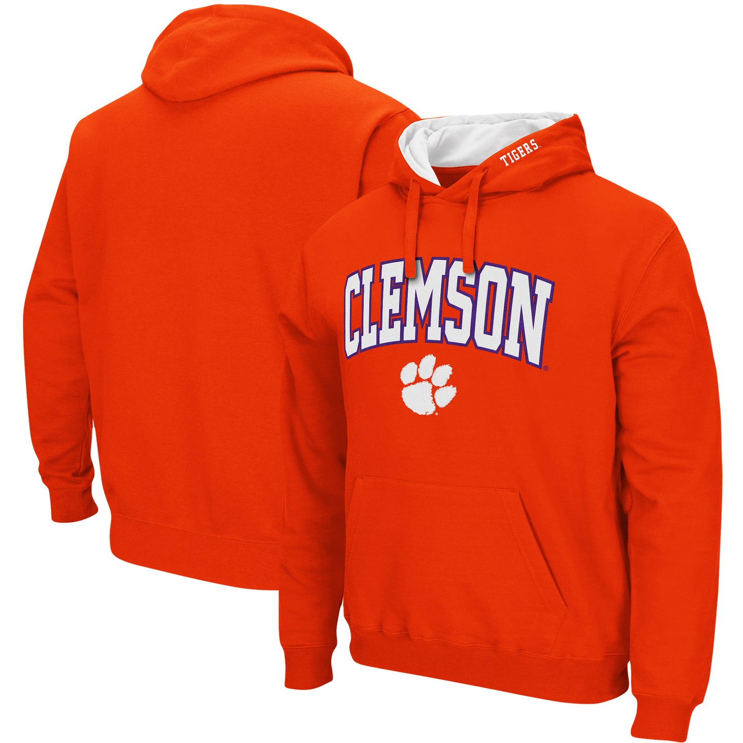 Men's Colosseum Orange Clemson Tigers Arch & Logo 3.0 Pullover Hoodie