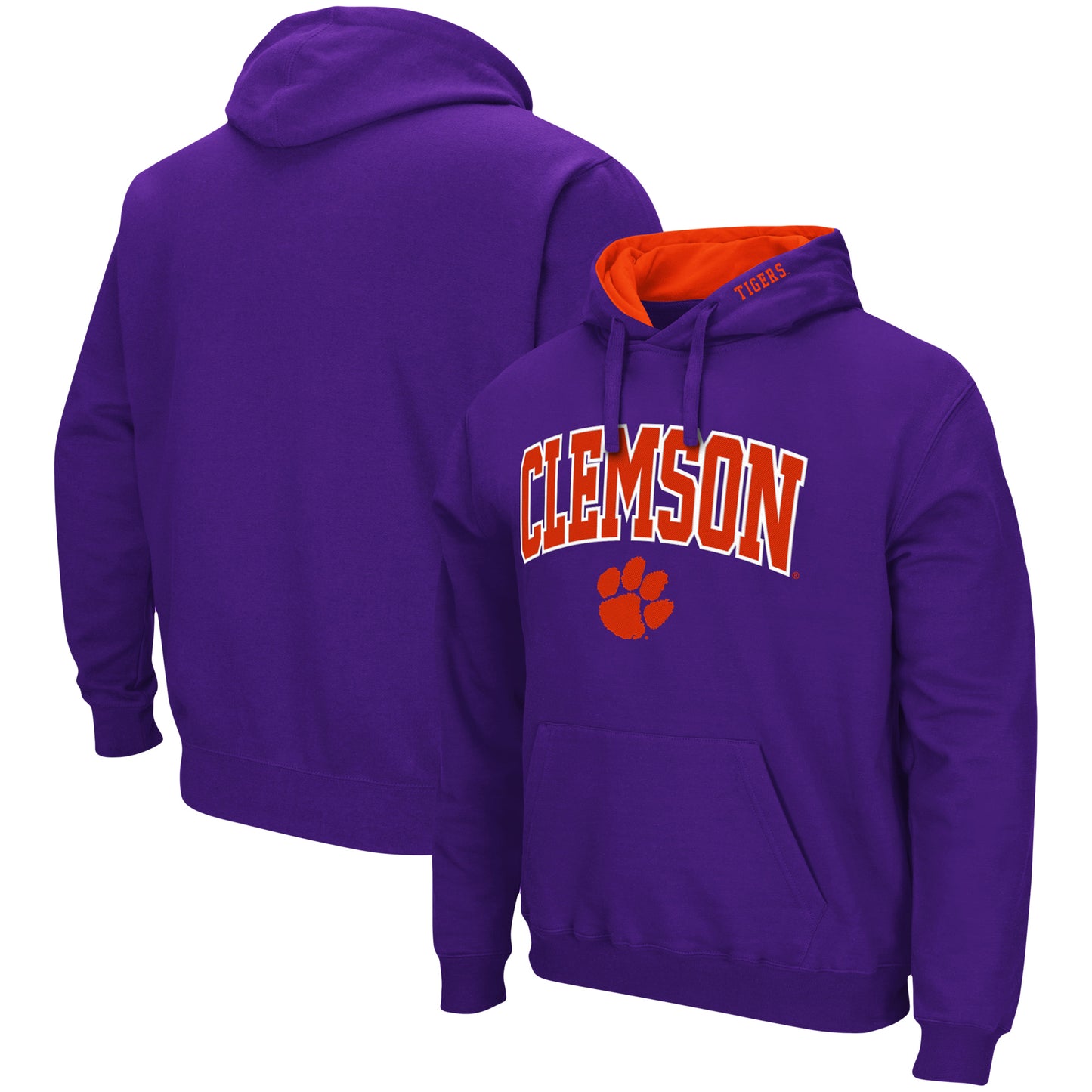 Men's Colosseum Purple Clemson Tigers Arch & Logo 3.0 Pullover Hoodie