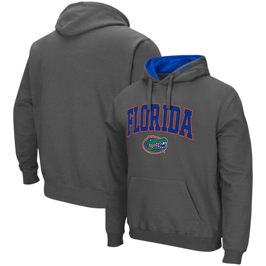 Men's Colosseum Charcoal Florida Gators Arch & Logo 3.0 Pullover Hoodie