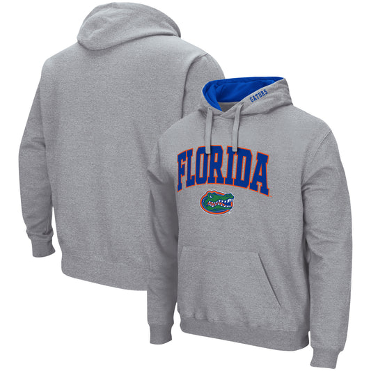 Men's Colosseum Heather Gray Florida Gators Arch & Logo 3.0 Pullover Hoodie