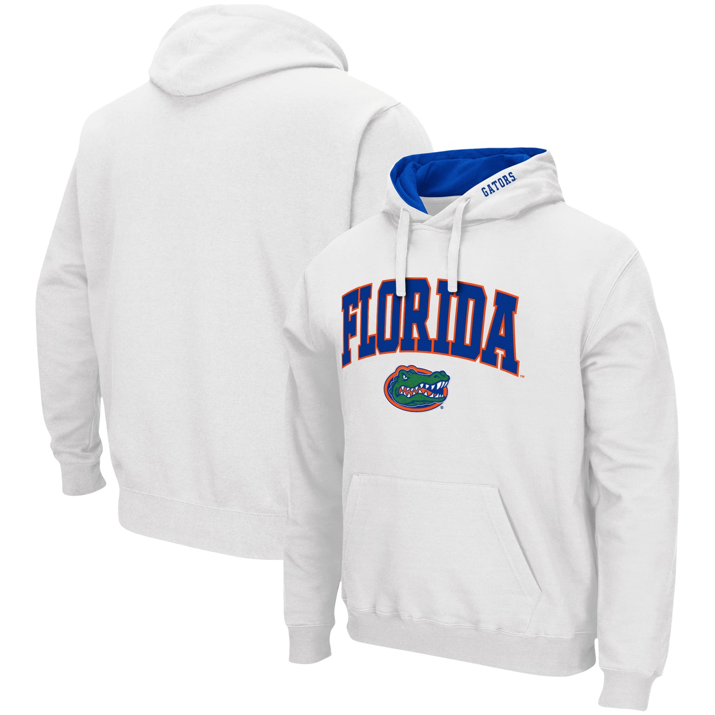 Men's Colosseum White Florida Gators Arch & Logo 3.0 Pullover Hoodie