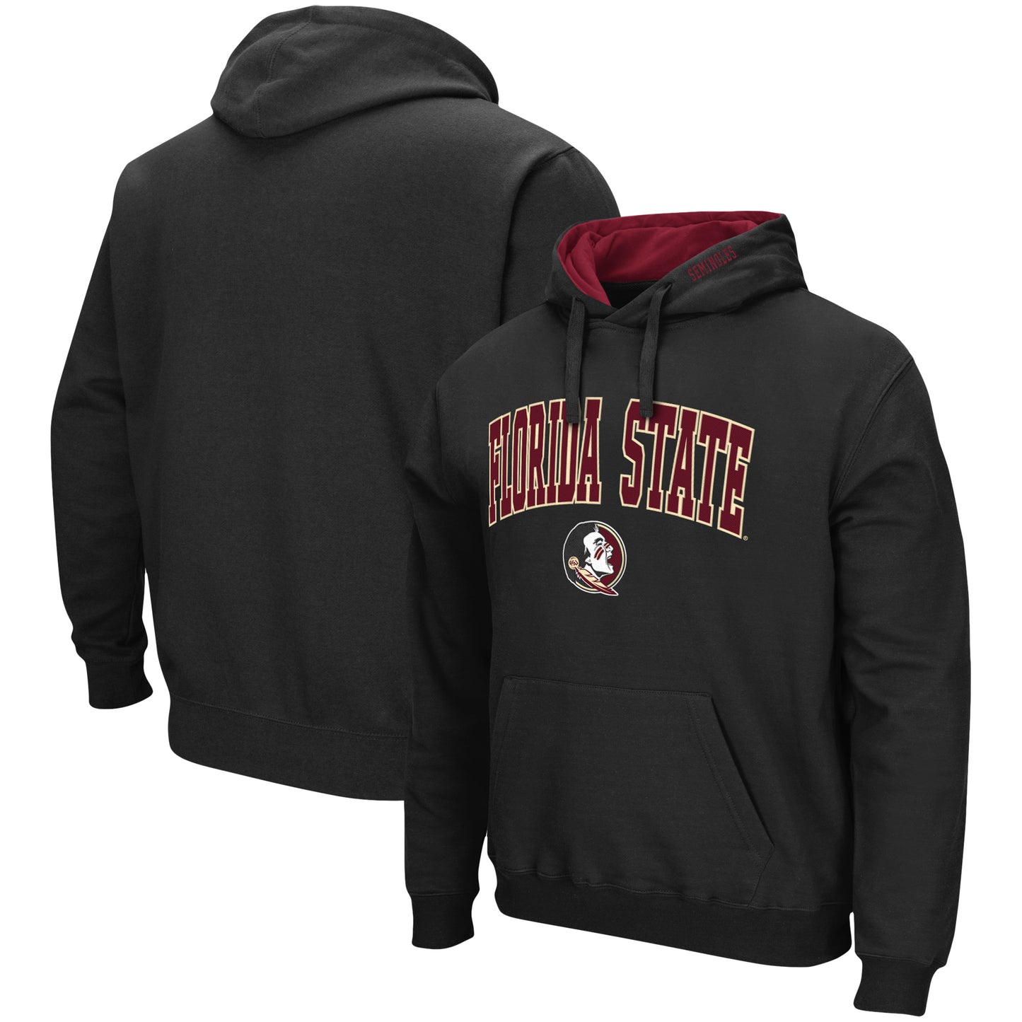 Men's Colosseum Black Florida State Seminoles Arch & Logo 3.0 Pullover Hoodie