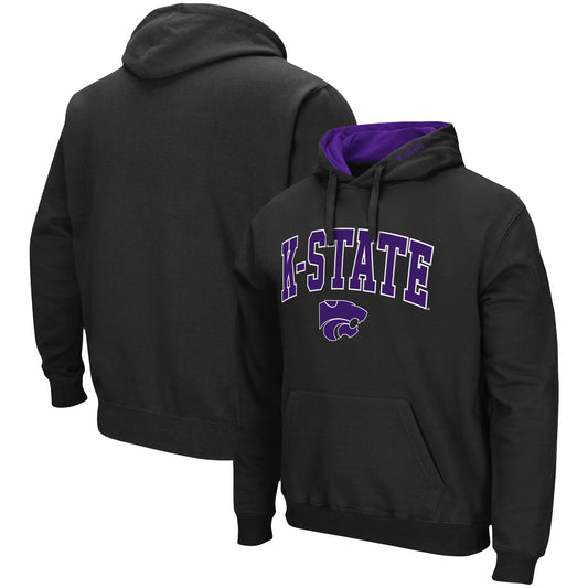 Men's Colosseum Black Kansas State Wildcats Arch & Logo 3.0 Pullover Hoodie