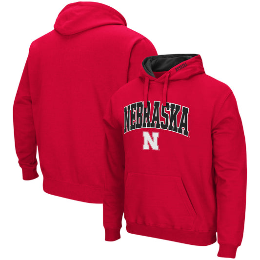 Men's Colosseum Scarlet Nebraska Huskers Arch & Logo 3.0 Pullover Hoodie