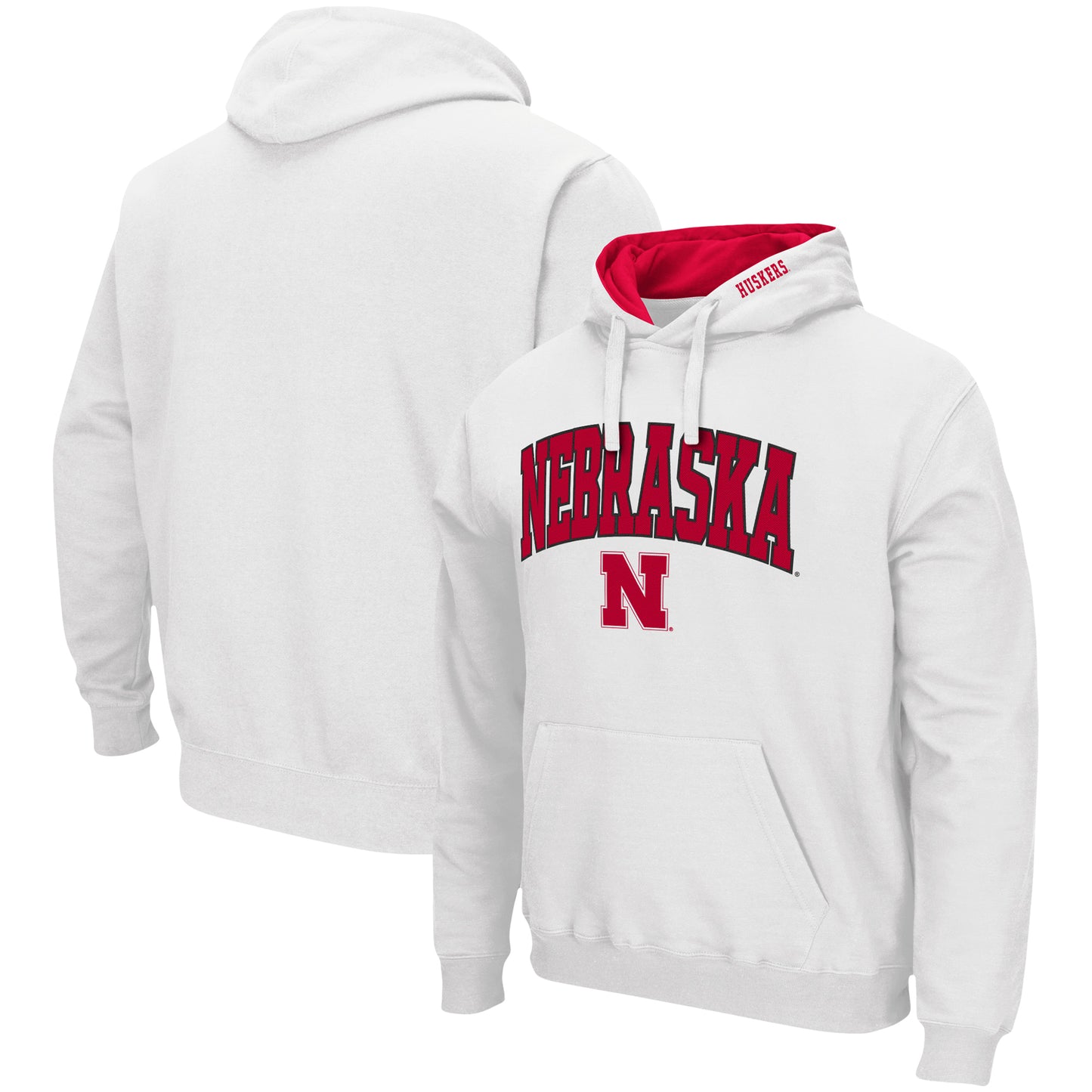 Men's Colosseum White Nebraska Huskers Arch & Logo 3.0 Pullover Hoodie