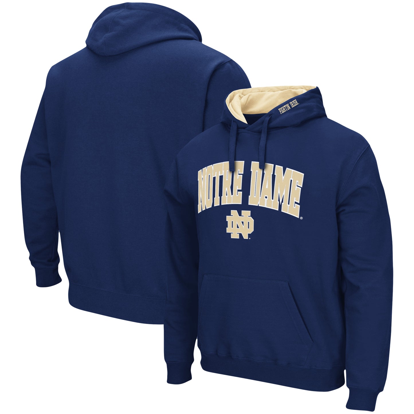 Men's Colosseum Navy Notre Dame Fighting Irish Arch & Logo 3.0 Pullover Hoodie